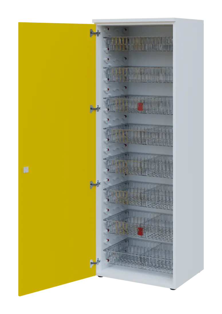 EUROMEDICA D - 66/M TRANSPARENT skříň léková boxová, 1-dveřová, levá, 1950x660x535, korpus bílý, dví